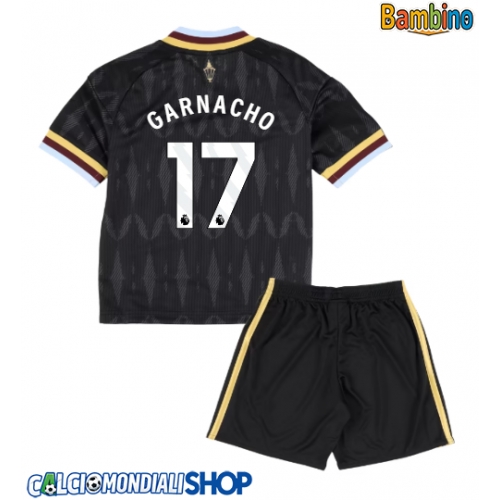 Maglie da calcio Aston Villa Alejandro Garnacho #17 Seconda Maglia Bambino 2026-27 Manica Corta + Pantaloni corti)